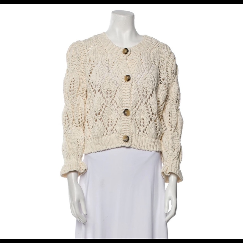 ba&sh Cream Cable Knit Cardigan